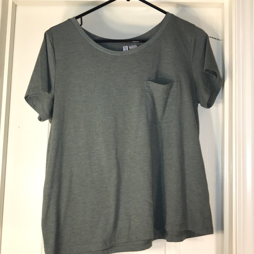 h & m basic green short sleeve